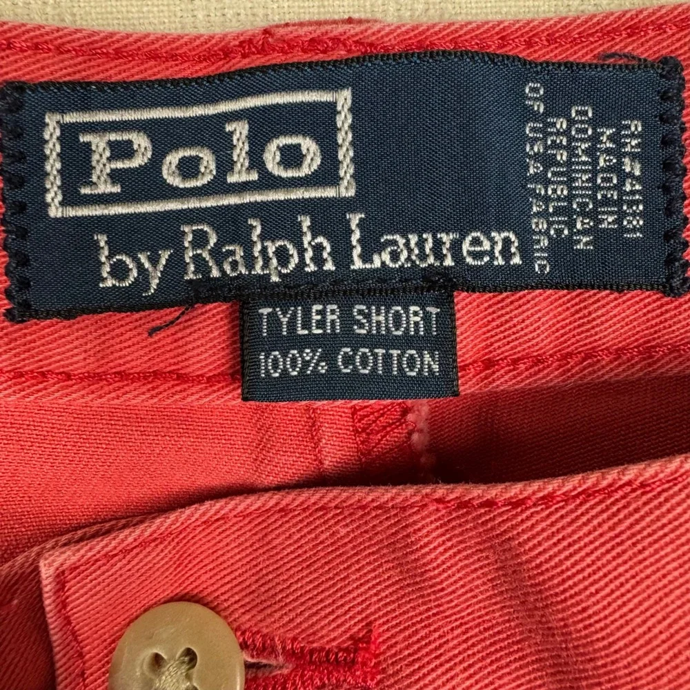 Polo Ralph Lauren Tyler Shorts Mens 36 (fits 34) Coral Pleated Classic Chino Y2K
